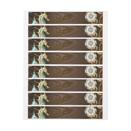 木製の背景(メカニカルシーホース付き) ラップアラウンドラベル (シート)