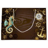 木製の背景(メカニカルシーホース付き) ラージペーパーバッグ (正面)