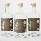 木製の背景(メカニカルシーホース付き) リキュールボトルラベル (ボトル)