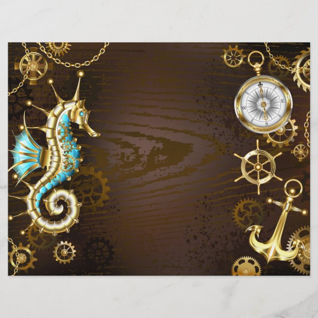 木製の背景（メカニカルシーホース付き） レターヘッド (正面)