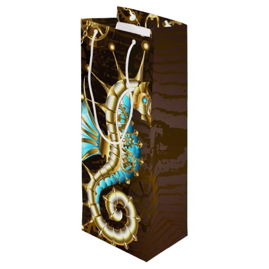 木製の背景(メカニカルシーホース付き) ワインギフトバッグ (裏面アングル)