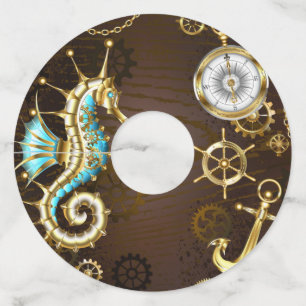 木製の背景(メカニカルシーホース付き) ワイングラスタグ