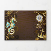 木製の背景(メカニカルシーホース付き) 三つ折り案内状 (カバー)