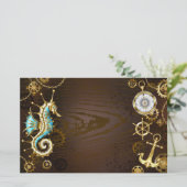 木製の背景（メカニカルシーホース付き） 便箋 (スタンド正面)