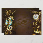 木製の背景（メカニカルシーホース付き） 便箋 (正面/裏面)