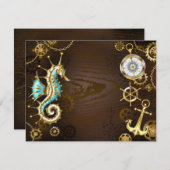 木製の背景（メカニカルシーホース付き） 出欠カード (正面/裏面)