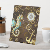 木製の背景（メカニカルシーホース付き） 台座サイン (インサイチュ)