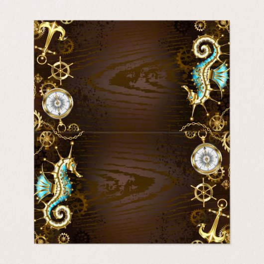 木製の背景（メカニカルシーホース付き） 名刺 (外部フラット)