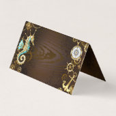 木製の背景(メカニカルシーホース付き) 名刺 (裏面)