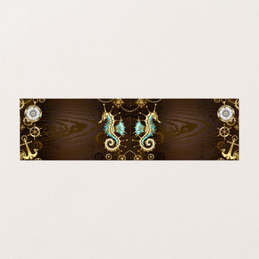 木製の背景(メカニカルシーホース付き) 名刺 (外部フラット)