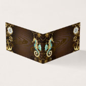 木製の背景(メカニカルシーホース付き) 名刺 (外部)