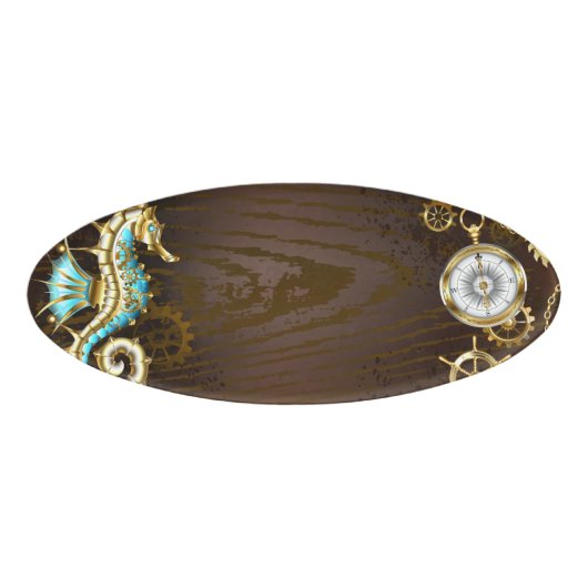 木製の背景（メカニカルシーホース付き） 名札 (正面)