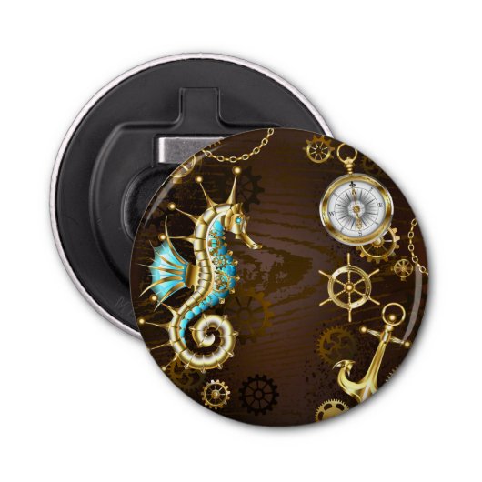 木製の背景（メカニカルシーホース付き） 栓抜き (正面)