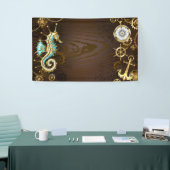 木製の背景（メカニカルシーホース付き） 横断幕 (トレードショー)