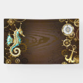 木製の背景（メカニカルシーホース付き） 横断幕 (横)