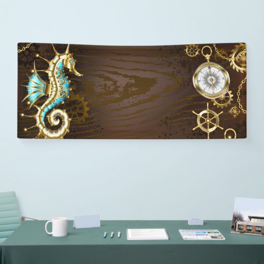 木製の背景（メカニカルシーホース付き） 横断幕 (トレードショー)