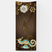 木製の背景（メカニカルシーホース付き） 横断幕 (縦)