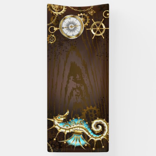 木製の背景（メカニカルシーホース付き） 横断幕 (縦)