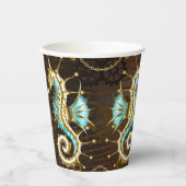 木製の背景（メカニカルシーホース付き） 紙コップ (正面)