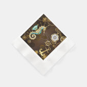 木製の背景(メカニカルシーホース付き) 縁ありカクテルナプキン (角)