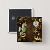 木製の背景(メカニカルシーホース付き) 缶バッジ (正面&裏面)