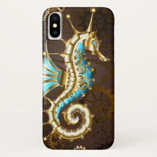 木製の背景(メカニカルシーホース付き) iPhone X ケース