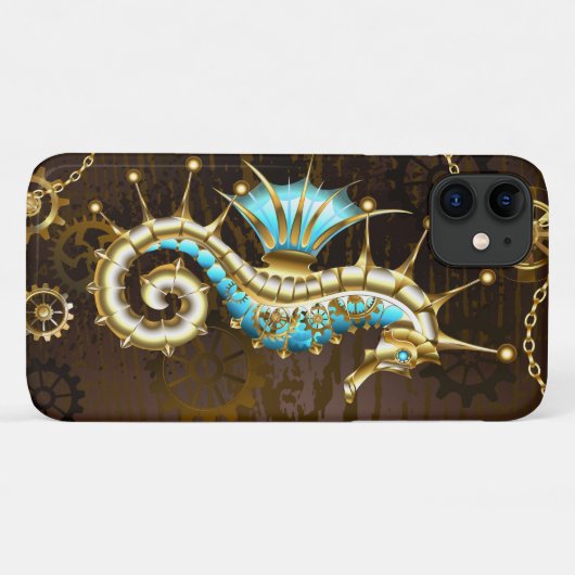 木製の背景(メカニカルシーホース付き) Case-Mate iPhoneケース (裏面(横))