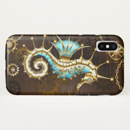 木製の背景(メカニカルシーホース付き) Case-Mate iPhoneケース (裏面(横))