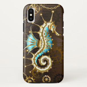 木製の背景(メカニカルシーホース付き) iPhone X ケース