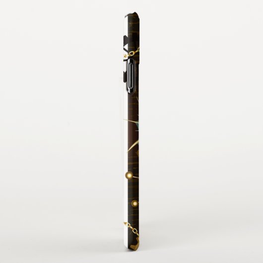 木製の背景(メカニカルシーホース付き) iPhoneケース (右側)