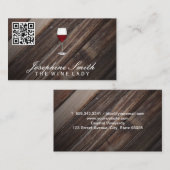 木製の背景 | ワイン | QRコード 名刺 (正面/裏面)