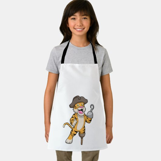 木製の脚とフックの手で海賊としてタイガー エプロン (インサイチュ)