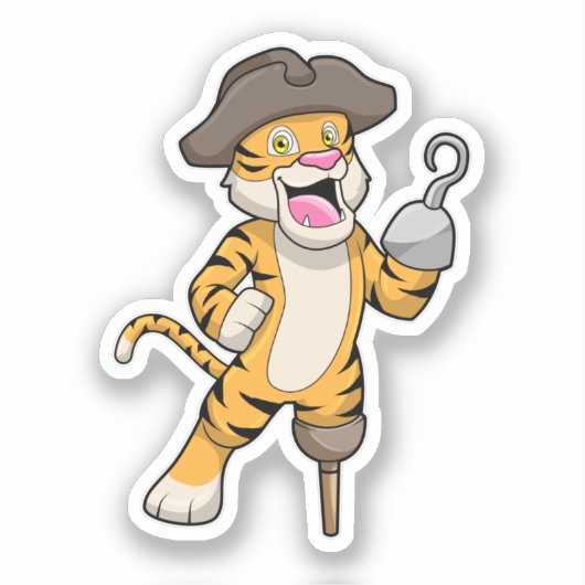 木製の脚とフックの手で海賊としてタイガー シール (正面)