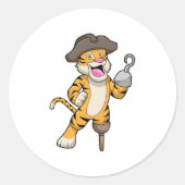 木製の脚とフックの手で海賊としてタイガー ラウンドシール (正面)