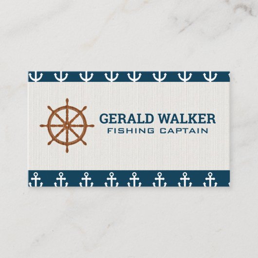 木製の船輪 | いかりパターン 名刺 (正面)