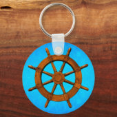 木製の船輪 キーホルダー (正面)