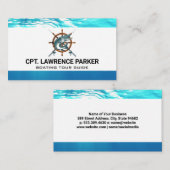 木製の船輪 |ボート |魚と竿 名刺 (正面/裏面)