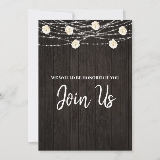 *~* 木製の花のライト ローズ ブライダルシャワー 招待状 (裏面)