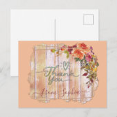 木製の花柄 名前を追加して感謝を伝える ポストカード (正面/裏面)