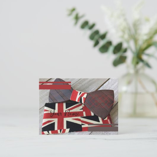 木製の蝶ネクタイの名刺 名刺 (スタンド正面)