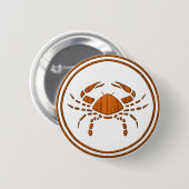 木製の蟹座の(占星術の)十二宮図のカニの占星術の印 缶バッジ (正面&裏面)