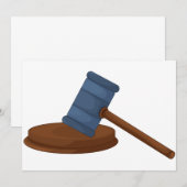 木製の裁判官の槌 法廷 招待状 (正面/裏面)