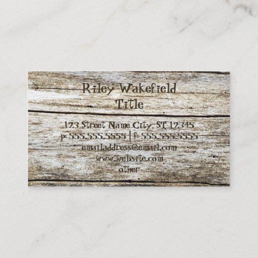 木製の質によって切り分けられる文字の効果 名刺 (裏面)