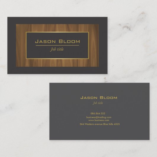 木製の金ゴールドおよび黒 名刺 (正面/裏面)