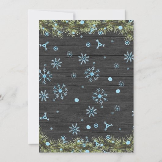 木製の雪の醜いセータークリスマス招待状 招待状 (裏面)