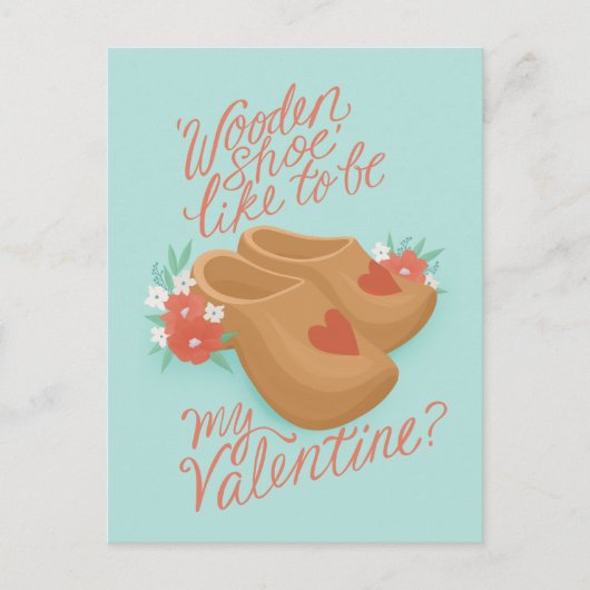 木製の靴は私のバレンタイン ポストカード (正面)