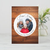 木製の飾りでクリスマス気分！家族写真 シーズンカード (スタンド正面)