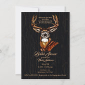 木製の鹿のオブジェ　カントリー　ウェディングシャワー 招待状 (正面)