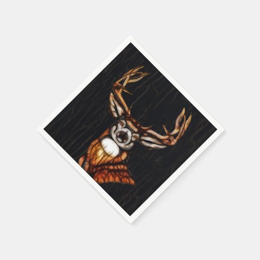 木製の鹿の国素朴のパーソナライズされたパーティー スタンダードカクテルナプキン (角)