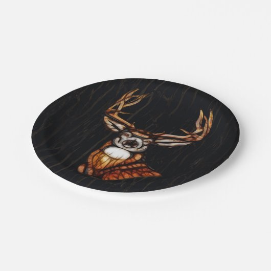 木製の鹿の国素朴のパーソナライズされたパーティー ペーパープレート (アングル)